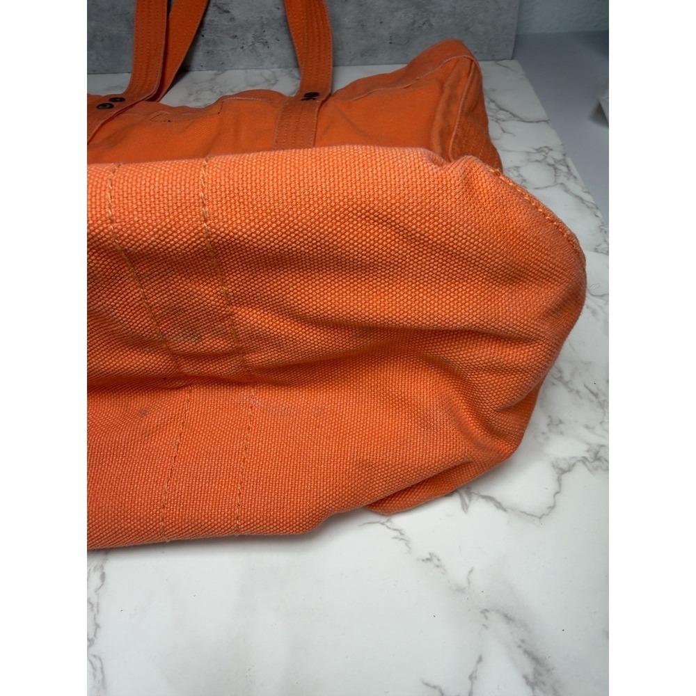 Vintage Polo Ralph Lauren Big Pony #3 Orange Canvas Tote Bag Leather Zip Rare - Picture 6 of 13